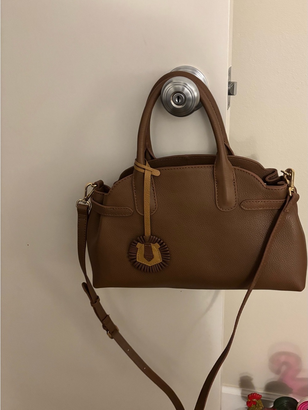 Classic Brown Leather Satchel Handbag